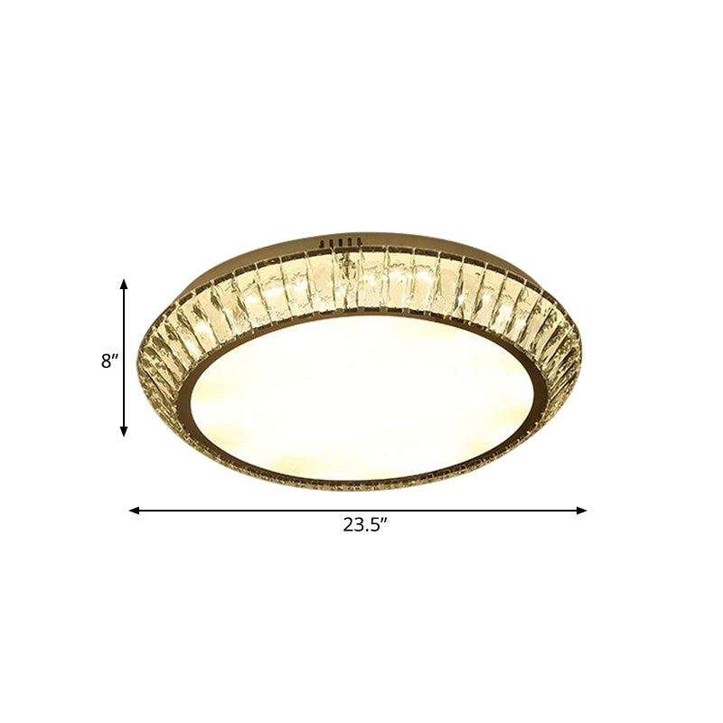 Minimalist Round Crystal Flushmount Ceiling Light - Beveled Inlaid Design Led 23.5’/31.5’ Dia Chrome