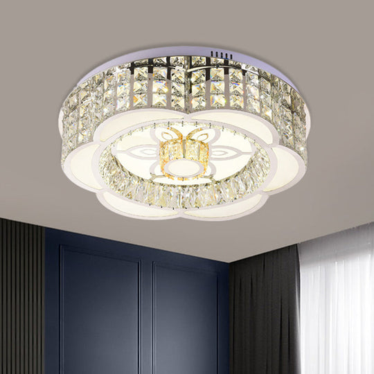 Led Crystal Flush Mount Ceiling Light In Chrome Modern Flower Design 23.5’/31.5’ Wide