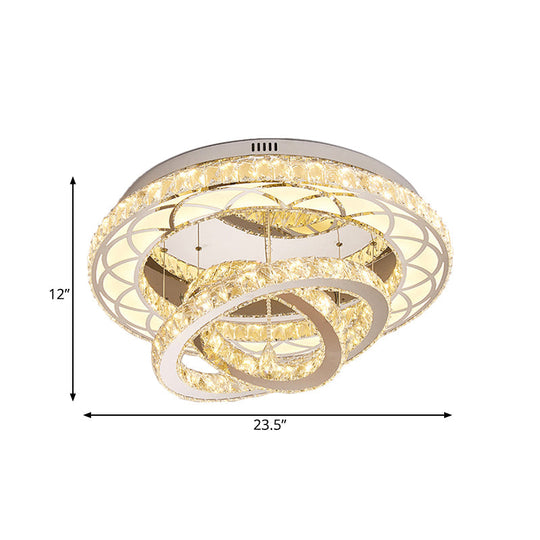 Modern Crystal Led Flush Light Fixture - Romantic Polished Chrome Ceiling Lamp For Lounge
