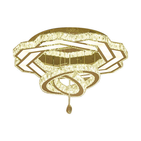 Contemporary Led Crystal Ceiling Light - Polished Chrome Finish