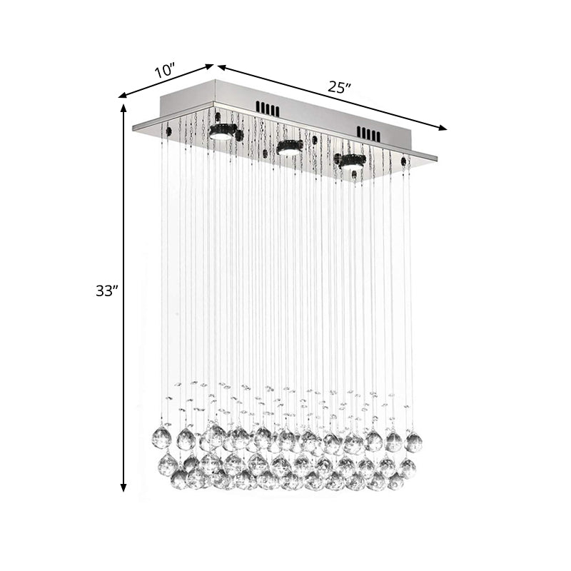 Stylish Crystal Ball Led Flush Light - Contemporary Chrome Ceiling Mount Lamp For Dining Room