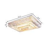 Simple Chrome Led Flushmount Ceiling Light With Laminated Crystal And 7 Color Options