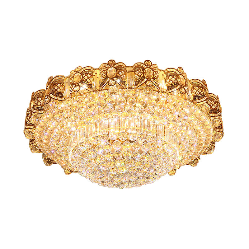 Modernist Gold Crystal Led Flush Ceiling Light: Multi - Tier Mount Fixture