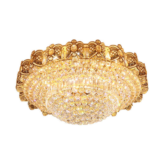 Modernist Gold Crystal Led Flush Ceiling Light: Multi-Tier Mount Fixture