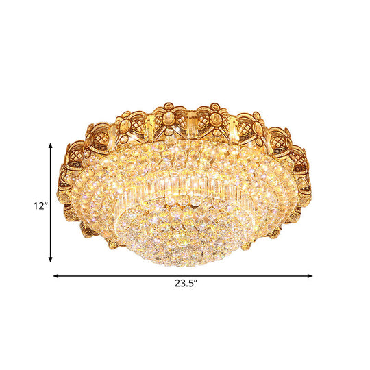 Modernist Gold Crystal Led Flush Ceiling Light: Multi - Tier Mount Fixture