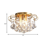 Vintage Gold Crystal Orb Ceiling Flush Mount Chandelier - Flower Living Room Décor