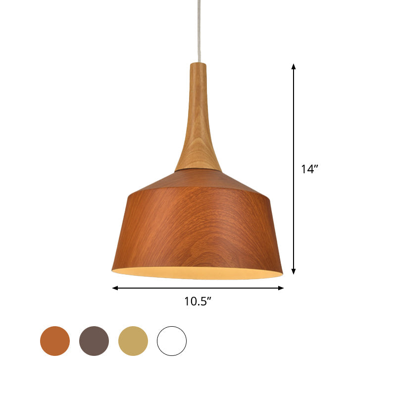 Barn Style Farm Suspension Light - White/Red Brown/Coffee Finish Aluminum Hanging Lamp With Wooden