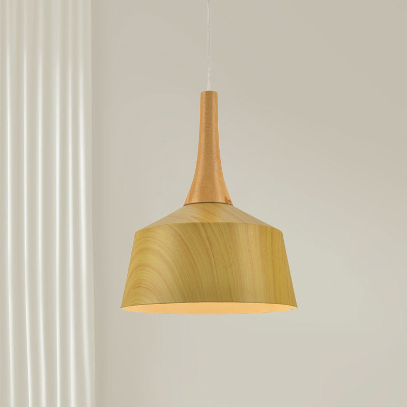 Barn Style Farm Suspension Light - White/Red Brown/Coffee Finish Aluminum Hanging Lamp With Wooden