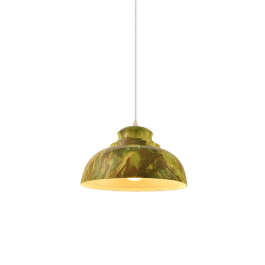 Loft Style Aluminum Hanging Pendant Light - Coffee/Green Bowl Shade For Dining Room