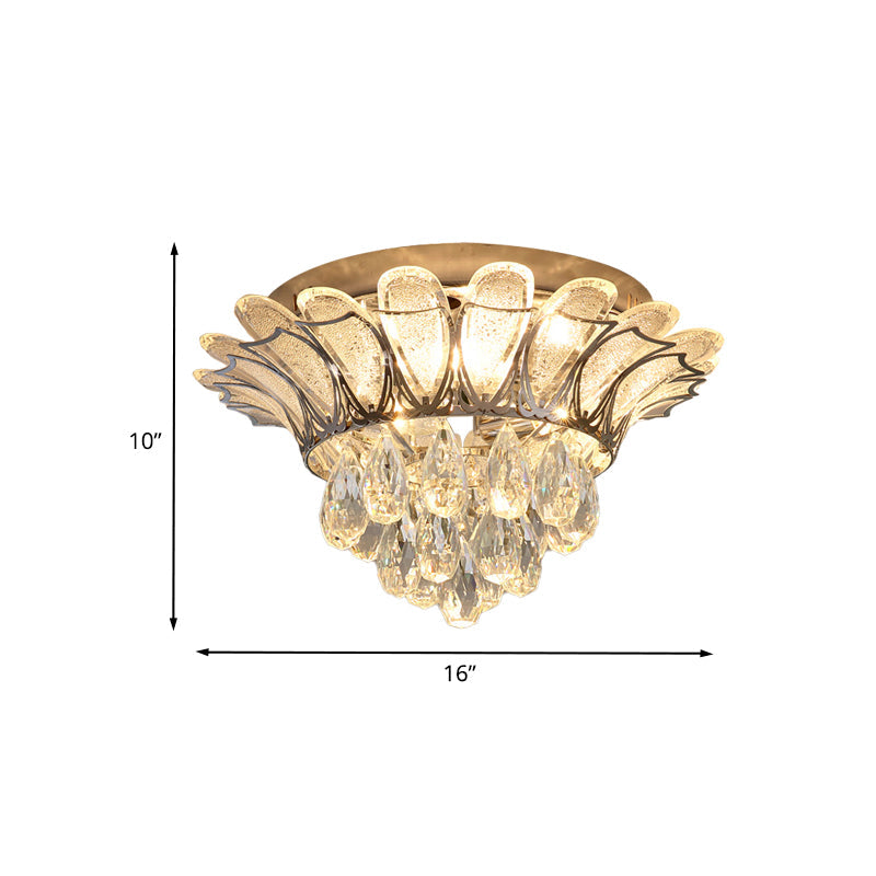 Crystal Droplet Flush Mount Ceiling Light With Led Perfect For Simple Bedroom Décor