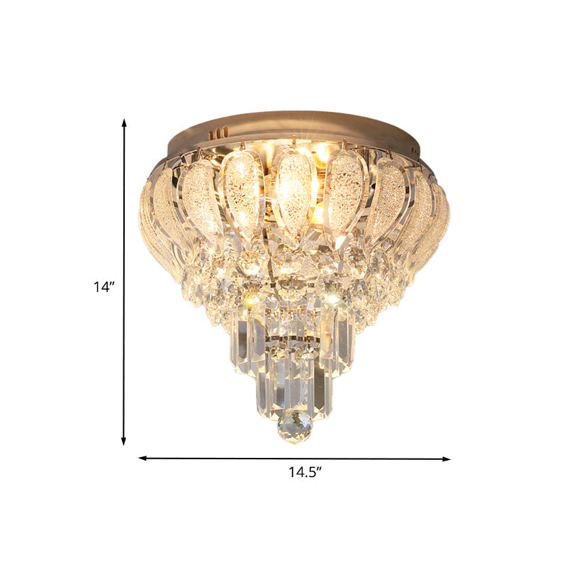 Clear Crystal Flushmount Lighting - Minimalistic 5 - Bulb Floral Ceiling Flush Mount For Bedrooms