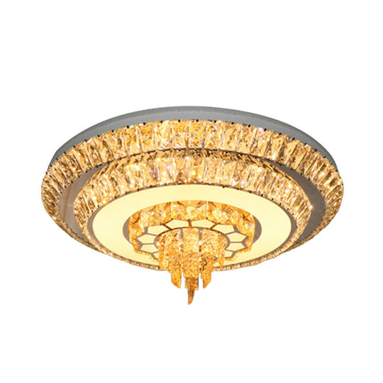 Modern Crystal Chrome Led Flush Mount Ceiling Fixture With Layered Design Available In 11’ And