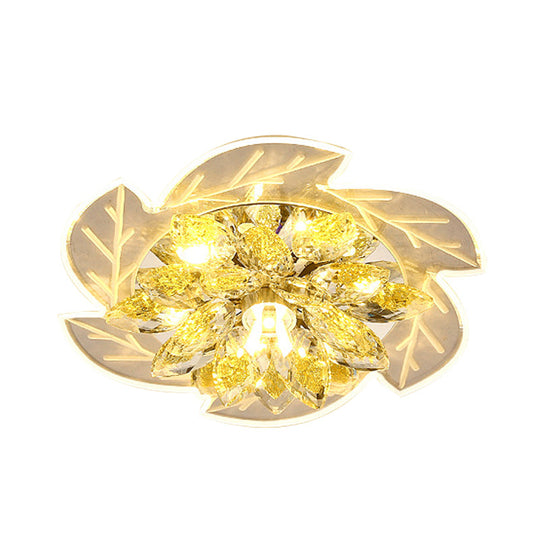 Modern Led Crystal Flower Ceiling Light Flush Mount