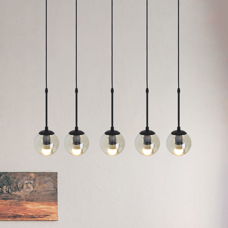 Minimalist Clear Glass Black Pendant Light With Clustered Globes - Industrial Hanging Lamp Kit