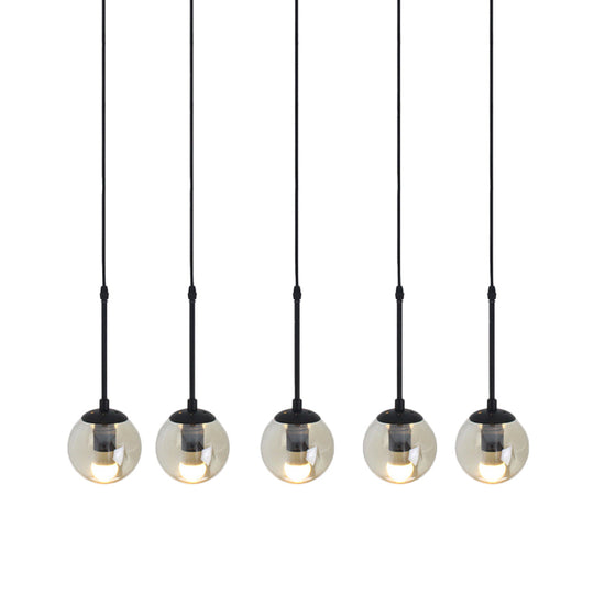 Minimalist Clear Glass Black Pendant Light With Clustered Globes - Industrial Hanging Lamp Kit