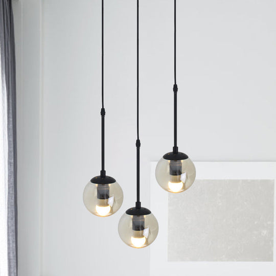 Minimalist Clear Glass Black Pendant Light With Clustered Globes - Industrial Hanging Lamp Kit