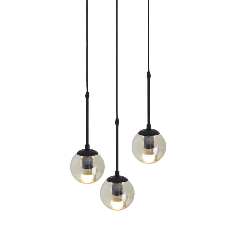 Minimalist Clear Glass Black Pendant Light With Clustered Globes - Industrial Hanging Lamp Kit