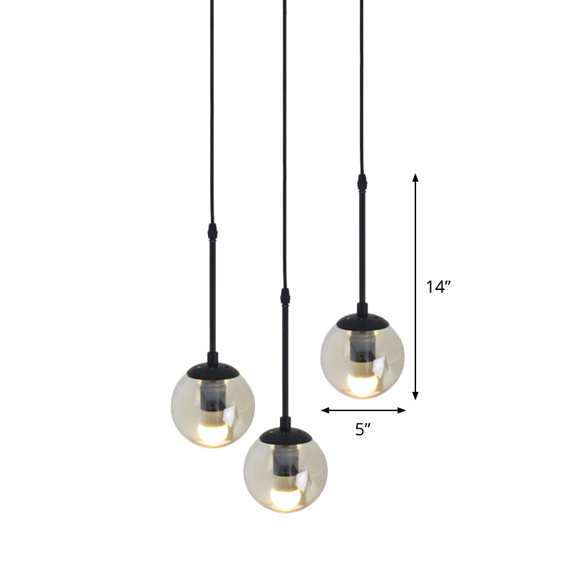 Minimalist Clear Glass Black Pendant Light With Clustered Globes - Industrial Hanging Lamp Kit