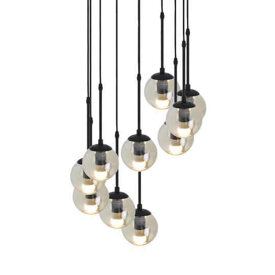 Minimalist Clear Glass Black Pendant Light With Clustered Globes - Industrial Hanging Lamp Kit