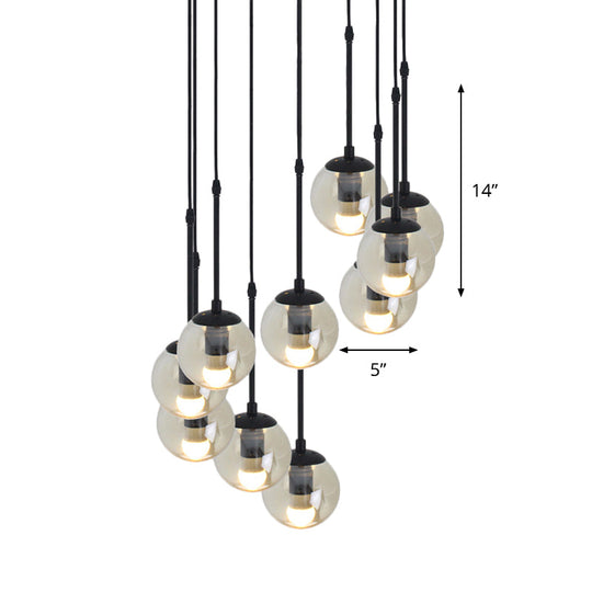 Minimalist Clear Glass Black Pendant Light With Clustered Globes - Industrial Hanging Lamp Kit