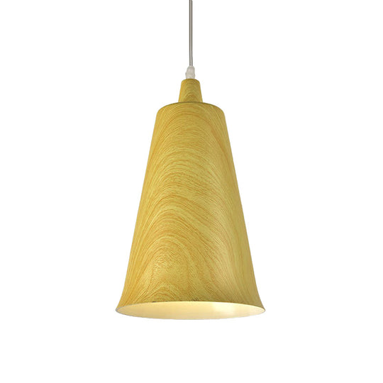 Farmhouse Style 1-Light Metal Pendant Lighting Fixture - White/Yellow/Brown Deep Cone Living Room