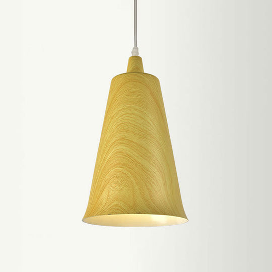 Farmhouse Style 1-Light Metal Pendant Lighting Fixture - White/Yellow/Brown Deep Cone Living Room