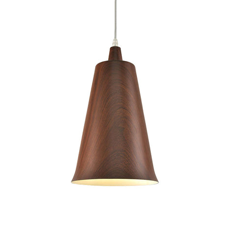 Farmhouse Style 1-Light Metal Pendant Fixture - White/Yellow/Brown Deep Cone Living Room Hanging