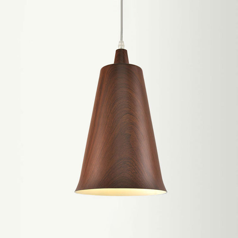 Farmhouse Style 1-Light Metal Pendant Lighting Fixture - White/Yellow/Brown Deep Cone Living Room