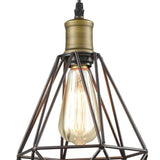 Vintage Diamond Cage Pendant Light - Iron Hanging Lamp In Brass For Living Room