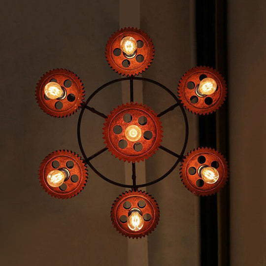 Vintage 3/7-Head Pendant Lighting | Antique Style Dark Rust Metal Chandelier For Restaurants