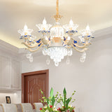 Modern Rose Gold Crystal Chandelier Pendant - 6/8 Lights Blooming Bedroom Suspension Lamp With