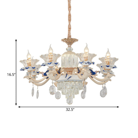 Rose Gold Crystal Chandelier Pendant - 6/8 Lights Modern Blooming Design For Bedroom Suspension