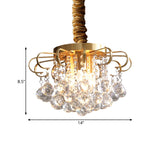 Traditional Floral Pendant Chandelier With Crystal Balls In Gold - 3/5 Bulb Option 14/18 Wide