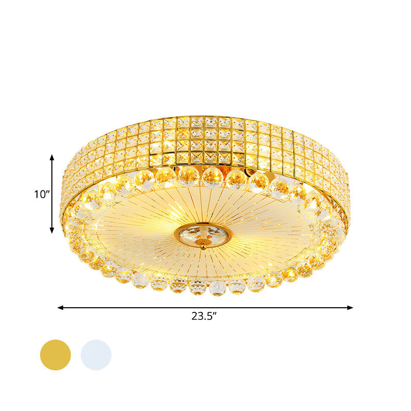 Minimalist Beveled Crystal Led Ceiling Light Silver/Gold Flush Mount Circle 16/23.5 Inch Dia