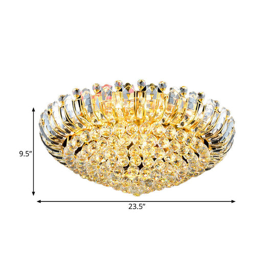 Stylish Led Crystal Orb Flush Mount Chandelier In Gold