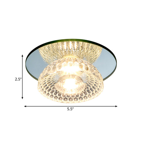 Sleek Chrome Crystal Led Flush Light With Mini Flower Bowl Design Perfect For Ceiling Mount Mirror