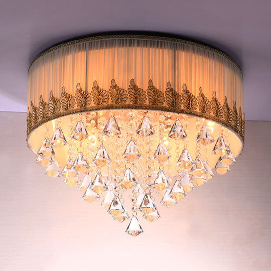 Modern 4-Light Braided Trim Ceiling Lamp With Crystal Diamond Drape