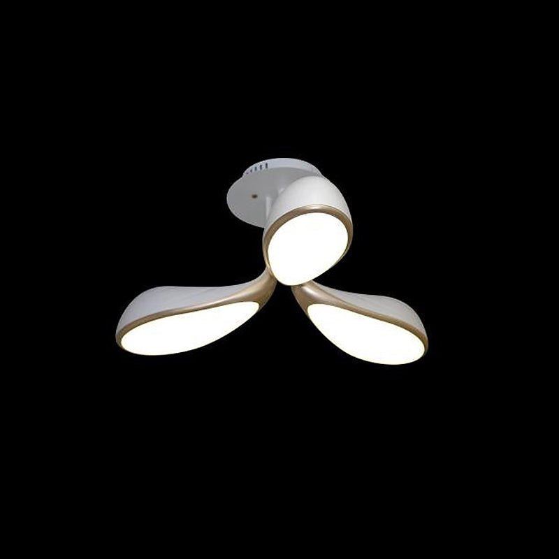 Modernist Oval Bedroom Ceiling Light Fixture With 3 Metallic Semi - Flush Lights In White