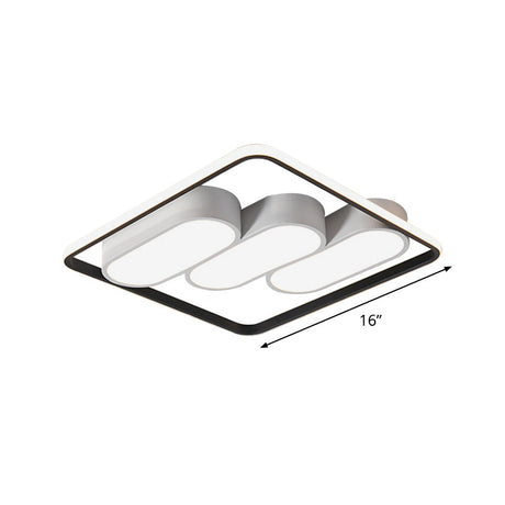 Minimalist Led Flush Mount Ceiling Light With Square Black And White Frame