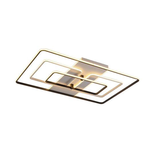 Modern Flush Mount Acrylic Frame With Led Lighting - Rectangle White/Black Warm/White Light