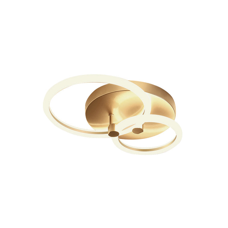 Gold Flush Ceiling Lamp With Led Lights - Simple Semi Mount Design For Bedrooms (16’/19’ Available)