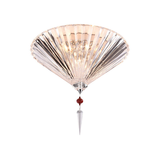 Conical Ceiling Mounted Light With Clear Faceted Crystal: Simple And Sufficient Lighting For