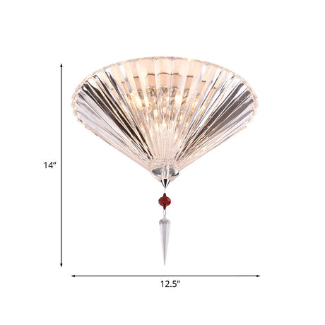 Conical Ceiling Mounted Light With Clear Faceted Crystal: Simple And Sufficient Lighting For
