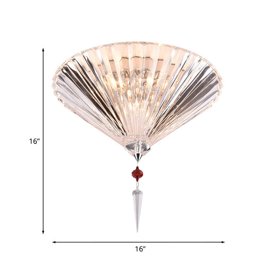 Conical Ceiling Mounted Light With Clear Faceted Crystal: Simple And Sufficient Lighting For