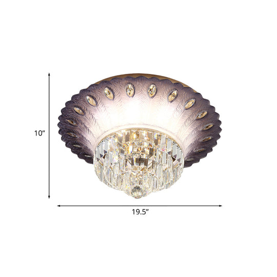 Modern Led Crystal Flush Light - Purple Tiered Round Design 19.5’/23.5’ Diameter Bedroom