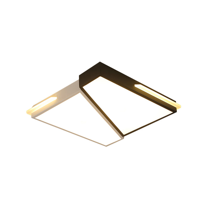 Modern Led Metal Ceiling Light For Bedroom - Warm/White Rectangular/Square Flush Mount 21.5/37.5/45