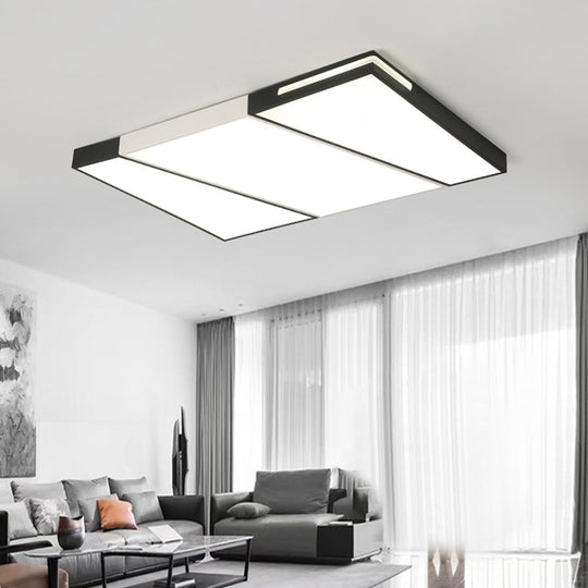 Modern Led Metal Ceiling Light For Bedroom - Warm/White Rectangular/Square Flush Mount 21.5/37.5/45