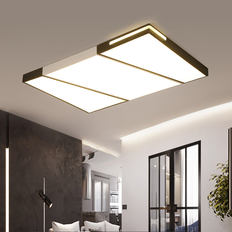Modern Led Metal Ceiling Light For Bedroom - Warm/White Rectangular/Square Flush Mount 21.5/37.5/45