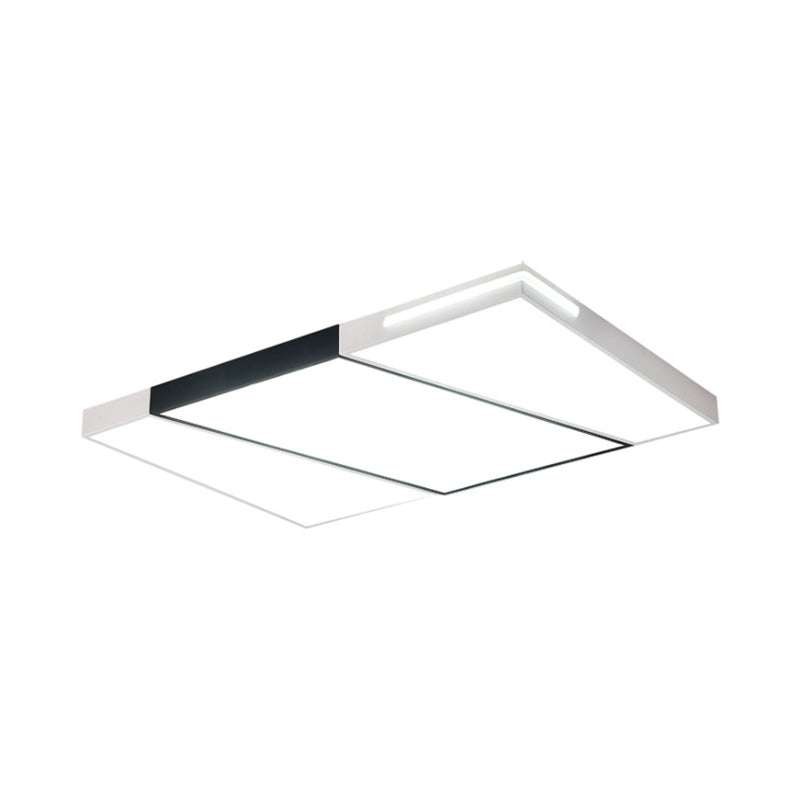 Modern Led Metal Ceiling Light For Bedroom - Warm/White Rectangular/Square Flush Mount 21.5/37.5/45