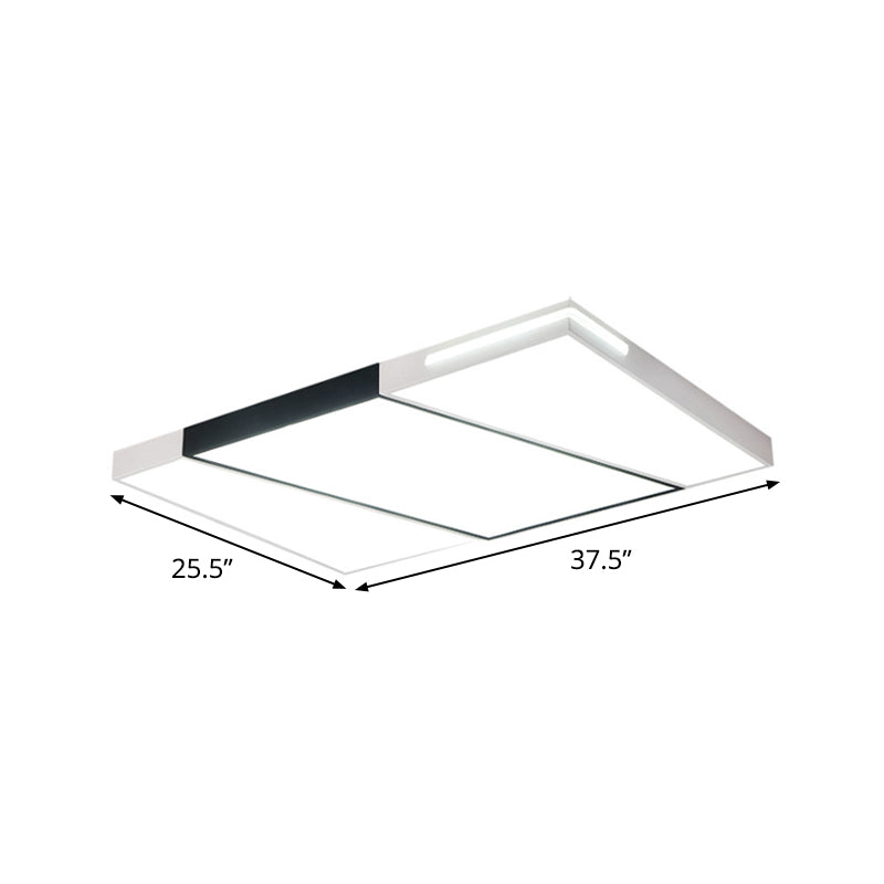 Modern Led Metal Ceiling Light For Bedroom - Warm/White Rectangular/Square Flush Mount